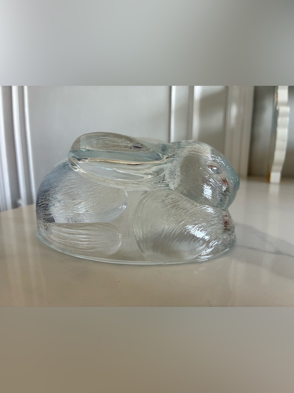 Indiana Glass Clear Crystal Rabbit on a nest TOP ONLY